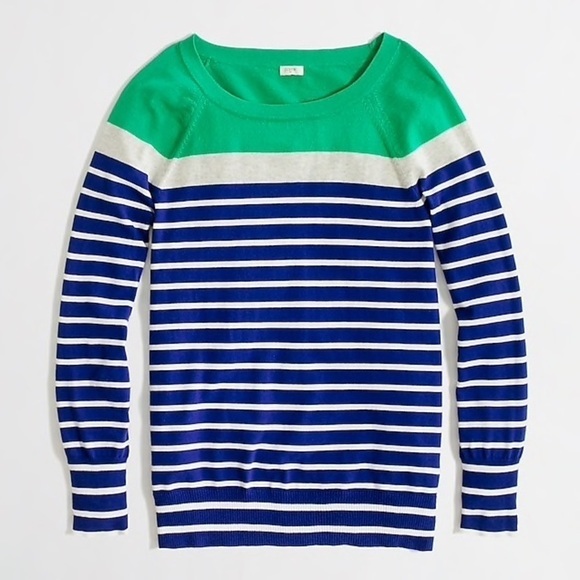 J. Crew Factory Colorblock Cotton Sweater Sz XXS​​​ - Picture 1 of 4
